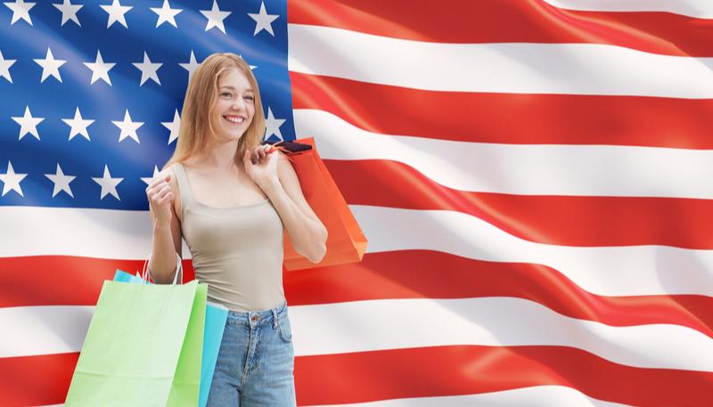 US retail sales happy shopper